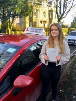 Huge congratulations go to Caitlyn, who passed her test yesterday (23rd January) in Buxton and with only 1 driver fault. Outstanding drive, well done.<br />
It´s been an absolute pleasure taking you for lessons, enjoy your independence and stay safe 👏👏👏