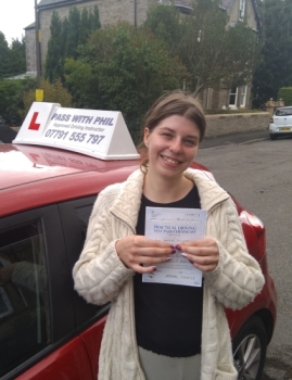 Huge congratulations go to Fliss (felicity), on passing her driving test today in Buxton at the first attempt and with only 3 driver faults.<br />
You stayed calm, controlled your nerves and drove safe, well done.<br />
It´s been an absolute pleasure taking you for lessons, enjoy your independence and stay safe 👏👏👏👏