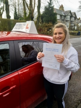 Huge congratulations go to Tasha, who passed her driving test today in Buxton at the first attempt and with only 5 driver faults. She joins the exclusive club of passing both theory and driving tests first time. It´s been an absolute pleasure taking you for lessons, enjoy your independence and stay safe.